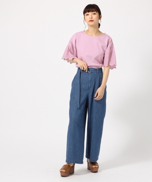 LOWRYS FARM（ローリーズファーム）の「ソデスカラッププルオーバー　789674 （Tシャツ/カットソー・レディース・オフホワイト/パープル/ネイビー/ブラック・LARGE/MEDIUM）」の7枚目の写真