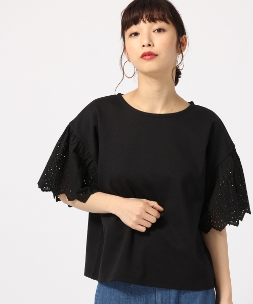 LOWRYS FARM（ローリーズファーム）の「ソデスカラッププルオーバー　789674 （Tシャツ/カットソー・レディース・オフホワイト/パープル/ネイビー/ブラック・LARGE/MEDIUM）」の18枚目の写真