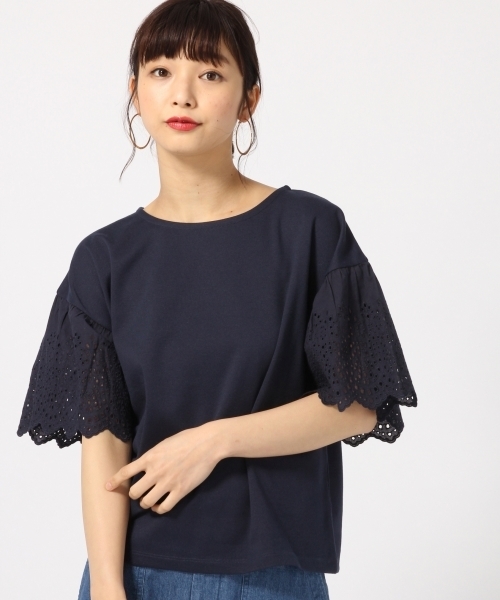 LOWRYS FARM（ローリーズファーム）の「ソデスカラッププルオーバー　789674 （Tシャツ/カットソー・レディース・オフホワイト/パープル/ネイビー/ブラック・LARGE/MEDIUM）」の19枚目の写真