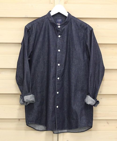 BACK NUMBER（バックナンバー）の「【BACK NUMBER】日本製児島デニムバンドカラーシャツ （シャツ/ブラウス・メンズ・ダークインディゴブルー・LARGE/MEDIUM/X-LARGE）」の6枚目の写真