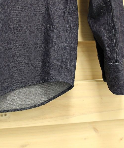 BACK NUMBER（バックナンバー）の「【BACK NUMBER】日本製児島デニムバンドカラーシャツ （シャツ/ブラウス・メンズ・ダークインディゴブルー・LARGE/MEDIUM/X-LARGE）」の8枚目の写真