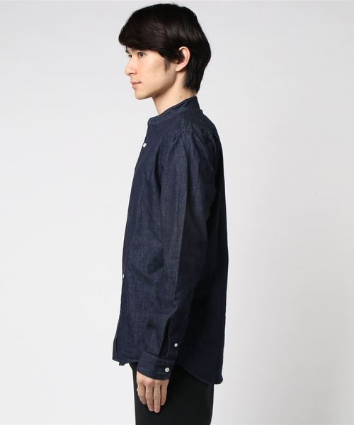 BACK NUMBER（バックナンバー）の「【BACK NUMBER】日本製児島デニムバンドカラーシャツ （シャツ/ブラウス・メンズ・ダークインディゴブルー・LARGE/MEDIUM/X-LARGE）」の3枚目の写真
