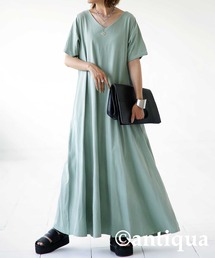 antiqua（アンティカ）の「綿100%Aラインロングワンピース（ワンピース）」