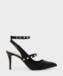 パールディーテルアンクルストラップヒール / PEARL DETAIL ANKLE STRAP HEELS