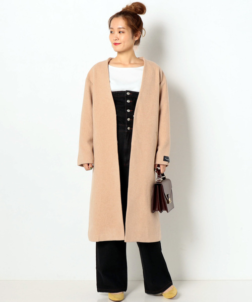 Archives アルシーヴ の Italyファブリックノーカラーコート チェスターコート Wear