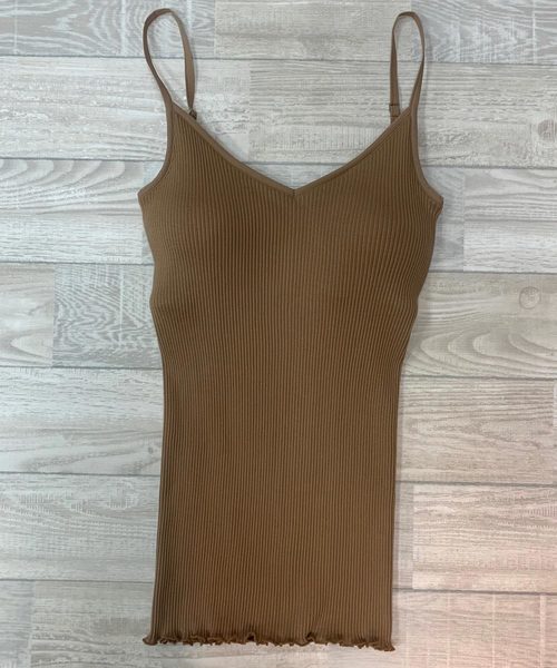 Munich(ミューニック)の「【Munich定番】シームレスコットンリブカップ付きキャミソール(Tシャツ/カットソー・レディース・ホワイト/ブラック/グレー/カーキ/ピンク/キャメル・FREE)」の5枚目の写真