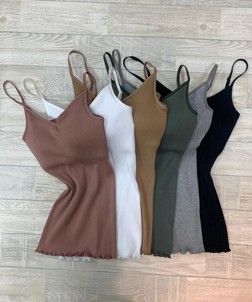 Munich(ミューニック)の「【Munich定番】シームレスコットンリブカップ付きキャミソール(Tシャツ/カットソー・レディース・ホワイト/ブラック/グレー/カーキ/ピンク/キャメル・FREE)」の13枚目の写真