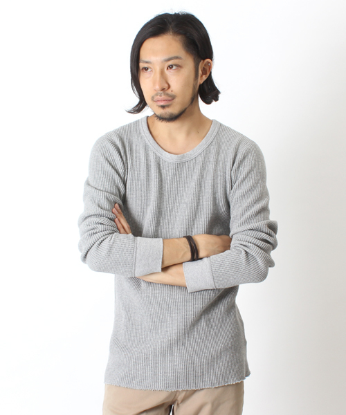 BEAMS（ビームス）の「□BEAMS / ワッフル CREW TEE（Tシャツ/カットソー・メンズ・オフホワイト/ブラック系その他/ブラック/オリーブ・SMALL/MEDIUM/LARGE）」の4枚目の写真