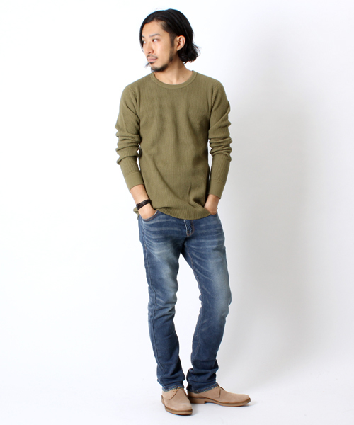 BEAMS（ビームス）の「□BEAMS / ワッフル CREW TEE（Tシャツ/カットソー・メンズ・オフホワイト/ブラック系その他/ブラック/オリーブ・SMALL/MEDIUM/LARGE）」の17枚目の写真