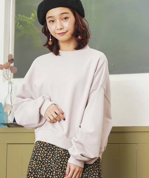 WEGO（ウィゴー）の「WEGO/デイリーショートスウェット（スウェット・レディース・ホワイト/ブラック/ベージュ/ピンク/杢グレー・FREE）」の4枚目の写真