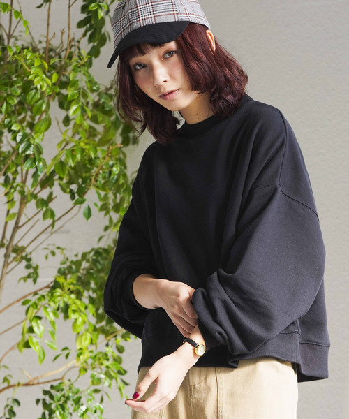 WEGO（ウィゴー）の「WEGO/デイリーショートスウェット（スウェット・レディース・ホワイト/ブラック/ベージュ/ピンク/杢グレー・FREE）」の3枚目の写真