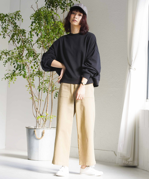 WEGO（ウィゴー）の「WEGO/デイリーショートスウェット（スウェット・レディース・ホワイト/ブラック/ベージュ/ピンク/杢グレー・FREE）」の21枚目の写真