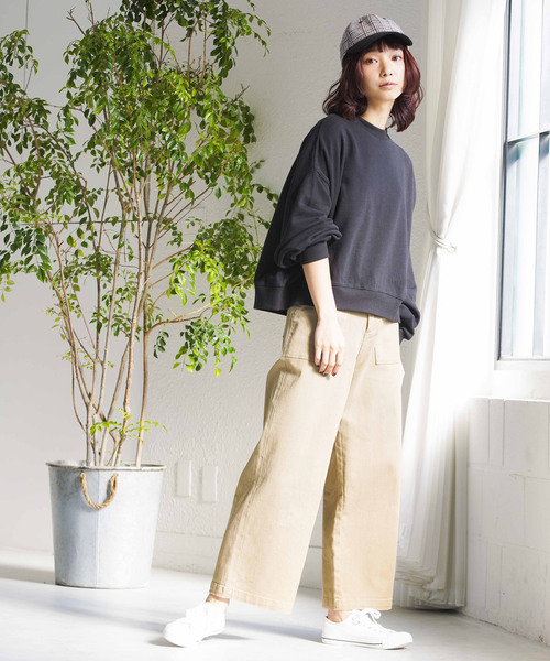 WEGO（ウィゴー）の「WEGO/デイリーショートスウェット（スウェット・レディース・ホワイト/ブラック/ベージュ/ピンク/杢グレー・FREE）」の13枚目の写真