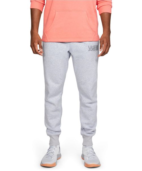 UNDER ARMOUR(アンダーアーマー)の「メンズバスケットボールロングパンツ / ベースライングラフィックフリースパンツ(スウェットパンツ・メンズ・ブラック×ホワイト/ライトグレー・LG/3XL/SM/XL/MD)」の1枚目の写真