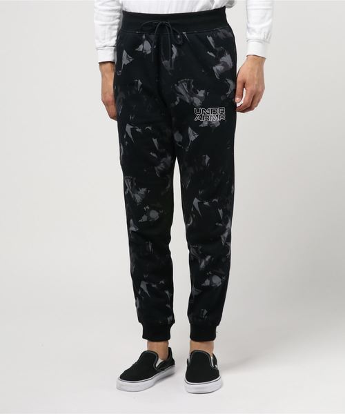 UNDER ARMOUR(アンダーアーマー)の「メンズバスケットボールロングパンツ / ベースライングラフィックフリースパンツ(スウェットパンツ・メンズ・ブラック×ホワイト/ライトグレー・LG/3XL/SM/XL/MD)」の5枚目の写真