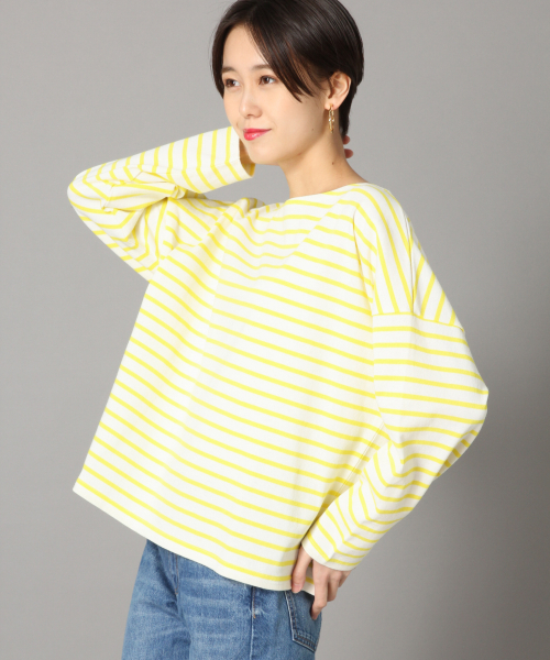 LOWRYS FARM(ローリーズファーム)の「USAボーダーLS 823889(Tシャツ/カットソー・レディース・ブラック/ベージュ/パープル/オフホワイト/ピンク/イエロー・FREE)」の1枚目の写真