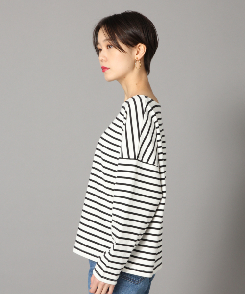 LOWRYS FARM(ローリーズファーム)の「USAボーダーLS 823889(Tシャツ/カットソー・レディース・ブラック/ベージュ/パープル/オフホワイト/ピンク/イエロー・FREE)」の7枚目の写真