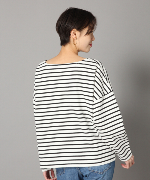 LOWRYS FARM(ローリーズファーム)の「USAボーダーLS 823889(Tシャツ/カットソー・レディース・ブラック/ベージュ/パープル/オフホワイト/ピンク/イエロー・FREE)」の8枚目の写真