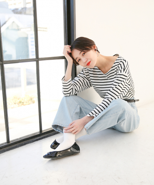 LOWRYS FARM(ローリーズファーム)の「USAボーダーLS 823889(Tシャツ/カットソー・レディース・ブラック/ベージュ/パープル/オフホワイト/ピンク/イエロー・FREE)」の21枚目の写真