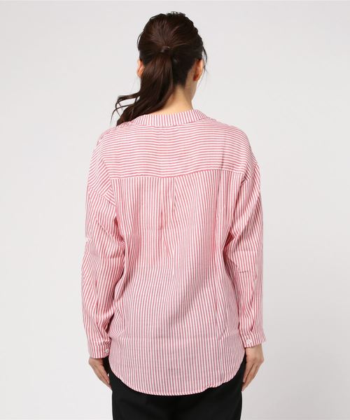 LUGG NAGG(ラグナグ)の「【Jewelobe/ ジュエローブ】 ストライプロールアップシャツ(シャツ/ブラウス・レディース・ブラック/レッド/ブルー・FREE)」の5枚目の写真