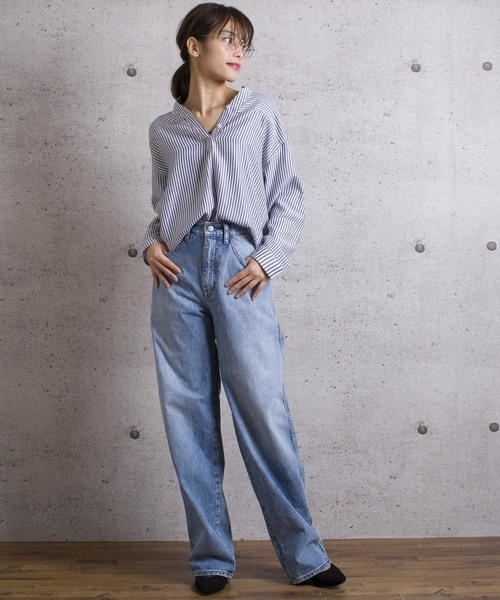 LUGG NAGG(ラグナグ)の「【Jewelobe/ ジュエローブ】 ストライプロールアップシャツ(シャツ/ブラウス・レディース・ブラック/レッド/ブルー・FREE)」の8枚目の写真