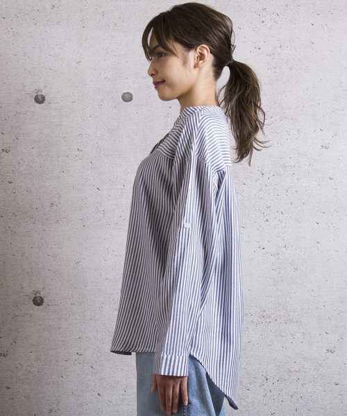 LUGG NAGG(ラグナグ)の「【Jewelobe/ ジュエローブ】 ストライプロールアップシャツ(シャツ/ブラウス・レディース・ブラック/レッド/ブルー・FREE)」の10枚目の写真