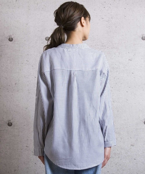LUGG NAGG(ラグナグ)の「【Jewelobe/ ジュエローブ】 ストライプロールアップシャツ(シャツ/ブラウス・レディース・ブラック/レッド/ブルー・FREE)」の11枚目の写真