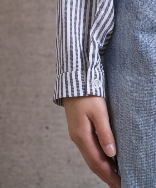 LUGG NAGG(ラグナグ)の「【Jewelobe/ ジュエローブ】 ストライプロールアップシャツ(シャツ/ブラウス・レディース・ブラック/レッド/ブルー・FREE)」の13枚目の写真