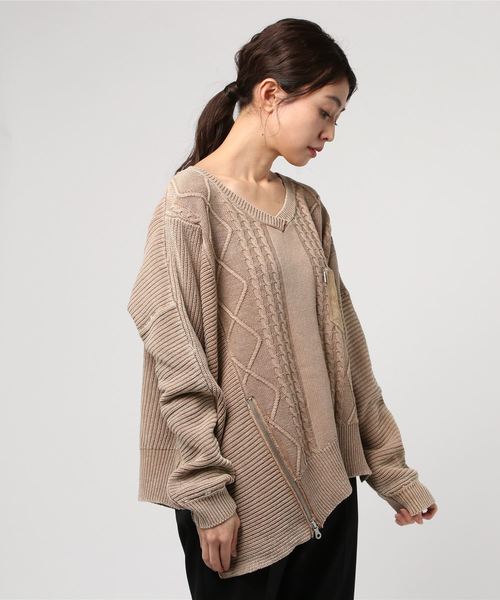 GGD(ジージーディー)の「Roger&Raw/ケーブルアシメポケ付P/O(ニット/セーター・レディース・グレー/ライトブルー/ベージュ/ホワイト/カーキ・M)」の17枚目の写真