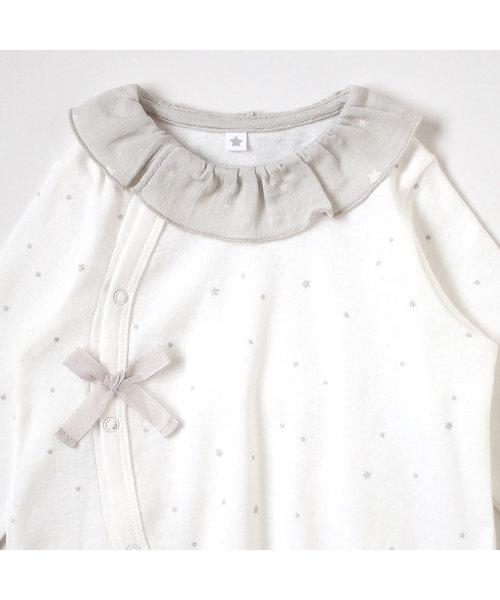 10mois（ディモワ）の「【10mois(ディモワ)】ファインコットン2wayドレス プリミー(小さめ)サイズ 45～60㎝（ロンパース・キッズ・ホワイト×シルバー・ONE SIZE）」の4枚目の写真