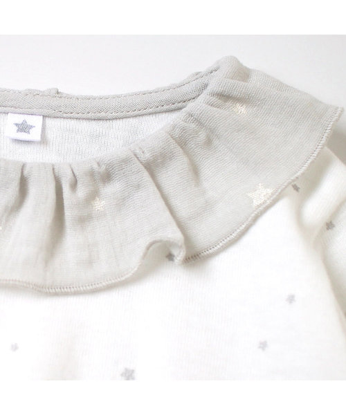 10mois（ディモワ）の「【10mois(ディモワ)】ファインコットン2wayドレス プリミー(小さめ)サイズ 45～60㎝（ロンパース・キッズ・ホワイト×シルバー・ONE SIZE）」の5枚目の写真