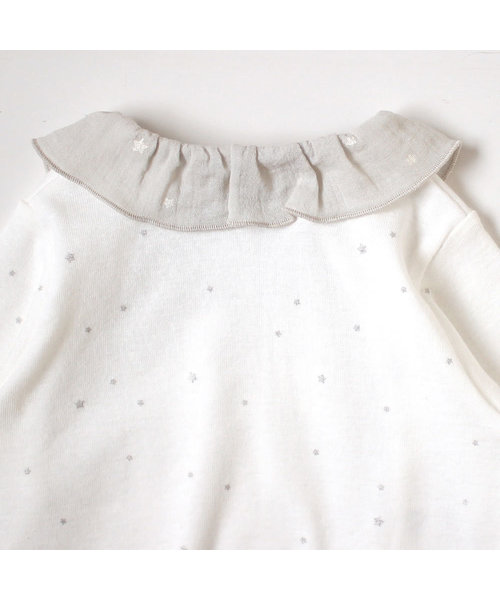 10mois（ディモワ）の「【10mois(ディモワ)】ファインコットン2wayドレス プリミー(小さめ)サイズ 45～60㎝（ロンパース・キッズ・ホワイト×シルバー・ONE SIZE）」の3枚目の写真