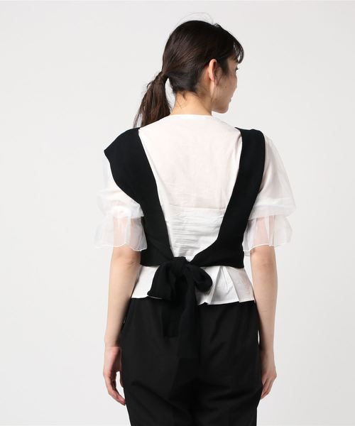 archives（アルシーヴ）の「ニットビスチェ&袖ボリュームシャツセット（シャツ/ブラウス・レディース・ブラック/ベージュ/モカ・MEDIUM）」の6枚目の写真