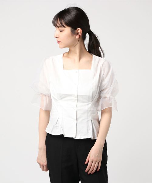 archives（アルシーヴ）の「ニットビスチェ&袖ボリュームシャツセット（シャツ/ブラウス・レディース・ブラック/ベージュ/モカ・MEDIUM）」の5枚目の写真