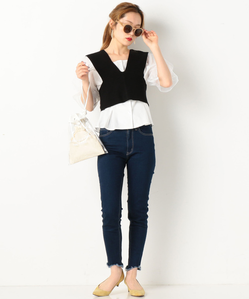 archives（アルシーヴ）の「ニットビスチェ&袖ボリュームシャツセット（シャツ/ブラウス・レディース・ブラック/ベージュ/モカ・MEDIUM）」の8枚目の写真