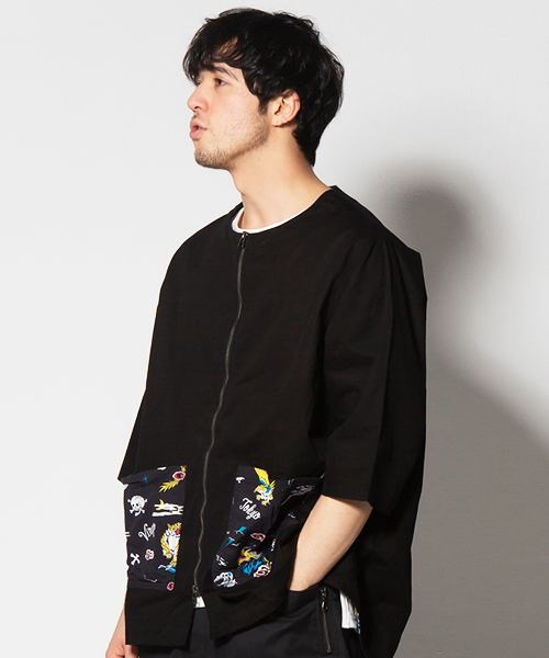 VIRGOwearworks（ヴァルゴウェアワークス）の「VGW 【TOY BOX】 BALLOON JKT（ノーカラージャケット・メンズ・ブラック/ベージュ/パープル・2/3/4）」の6枚目の写真