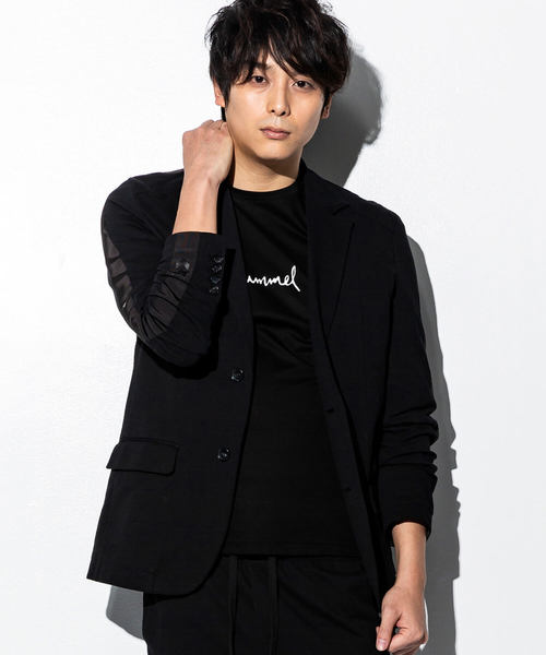 hummel(ヒュンメル)の「hummel(ヒュンメル)ラインジャケット(テーラードジャケット・メンズ・ブラック/グレー・SMALL/MEDIUM/LARGE)」の2枚目の写真