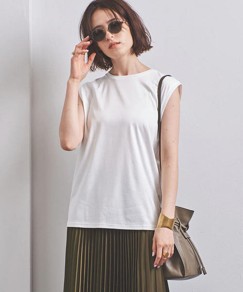 UNITED ARROWS(ユナイテッドアローズ)の「UWSC LY/C ノースリーブ カットソー◆(Tシャツ/カットソー・レディース・ホワイト/ブラック・FREE)」の2枚目の写真