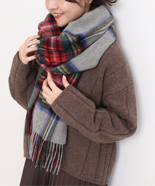 SLOBE IENA(スローブイエナ)の「TWEEDMILL TARTAN チェックストール◆(ストール/ショール・レディース・ホワイト/ネイビー/グレー/キャメル・FREE)」の20枚目の写真