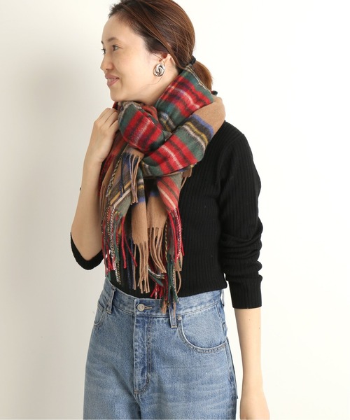 SLOBE IENA(スローブイエナ)の「TWEEDMILL TARTAN チェックストール◆(ストール/ショール・レディース・ホワイト/ネイビー/グレー/キャメル・FREE)」の15枚目の写真