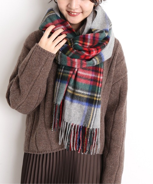 SLOBE IENA(スローブイエナ)の「TWEEDMILL TARTAN チェックストール◆(ストール/ショール・レディース・ホワイト/ネイビー/グレー/キャメル・FREE)」の17枚目の写真