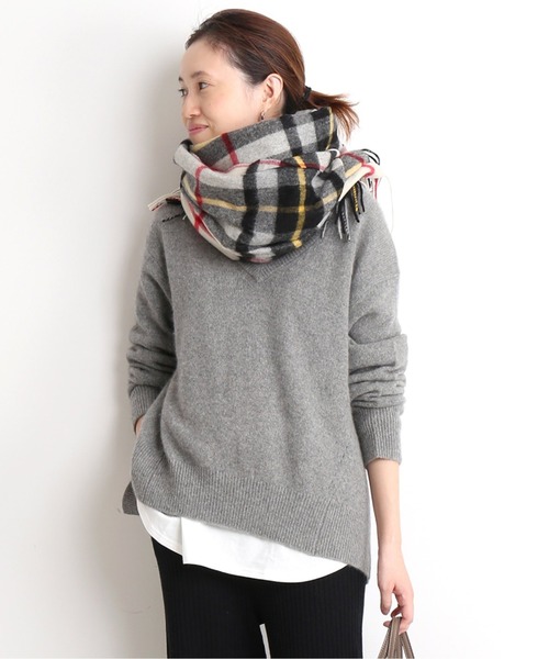 SLOBE IENA(スローブイエナ)の「TWEEDMILL TARTAN チェックストール◆(ストール/ショール・レディース・ホワイト/ネイビー/グレー/キャメル・FREE)」の10枚目の写真