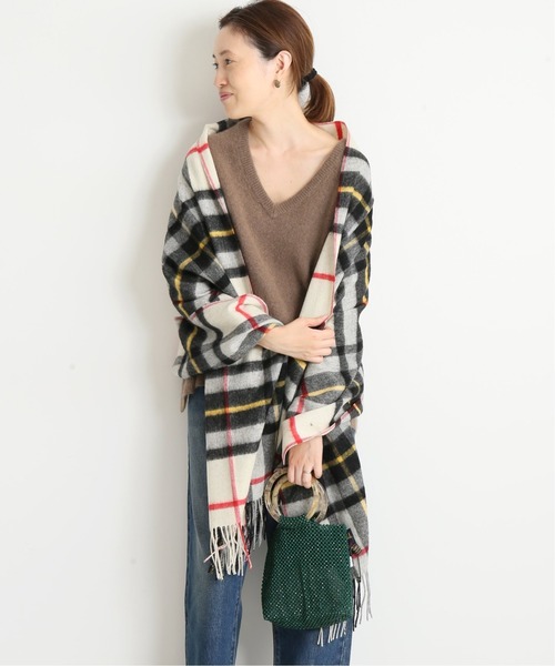 SLOBE IENA(スローブイエナ)の「TWEEDMILL TARTAN チェックストール◆(ストール/ショール・レディース・ホワイト/ネイビー/グレー/キャメル・FREE)」の11枚目の写真