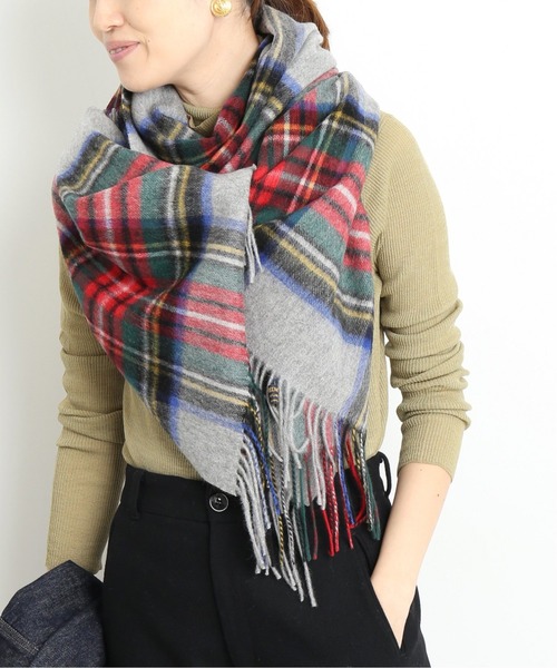 SLOBE IENA(スローブイエナ)の「TWEEDMILL TARTAN チェックストール◆(ストール/ショール・レディース・ホワイト/ネイビー/グレー/キャメル・FREE)」の6枚目の写真