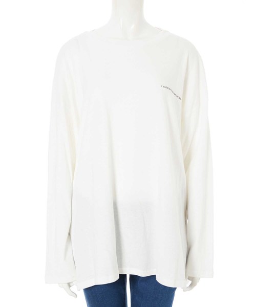 fifth（フィフス）の「サイドロゴロンT（Tシャツ/カットソー・レディース・ホワイト/ブラウン・MEDIUM）」の4枚目の写真