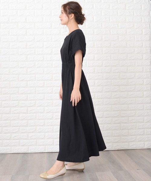 Lace Ladies（レースレディース）の「シンプル無地ウエストシャーリングマキシワンピース（ワンピース・レディース・ブラック/ネイビー/グレー/ベージュ/ブルーグレー/グリーン・FREE）」の19枚目の写真