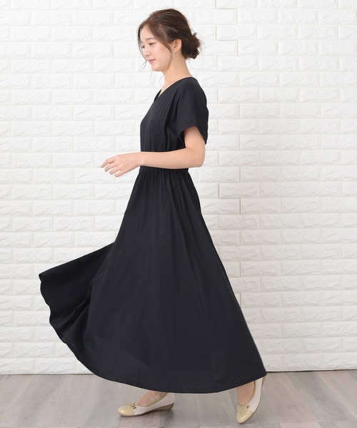 Lace Ladies（レースレディース）の「シンプル無地ウエストシャーリングマキシワンピース（ワンピース・レディース・ブラック/ネイビー/グレー/ベージュ/ブルーグレー/グリーン・FREE）」の22枚目の写真