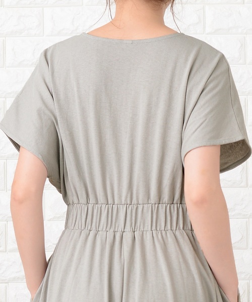 Lace Ladies（レースレディース）の「シンプル無地ウエストシャーリングマキシワンピース（ワンピース・レディース・ブラック/ネイビー/グレー/ベージュ/ブルーグレー/グリーン・FREE）」の10枚目の写真