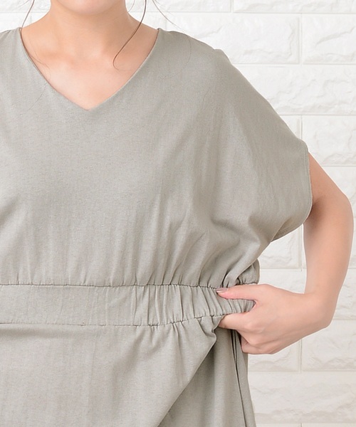 Lace Ladies（レースレディース）の「シンプル無地ウエストシャーリングマキシワンピース（ワンピース・レディース・ブラック/ネイビー/グレー/ベージュ/ブルーグレー/グリーン・FREE）」の12枚目の写真