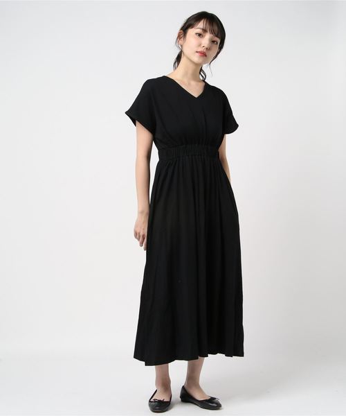 Lace Ladies（レースレディース）の「シンプル無地ウエストシャーリングマキシワンピース（ワンピース・レディース・ブラック/ネイビー/グレー/ベージュ/ブルーグレー/グリーン・FREE）」の15枚目の写真